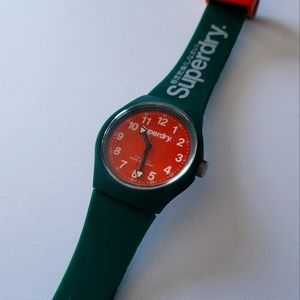 Superdry Unisex Analog watch- Green and orange l (unused w. protective stickers)